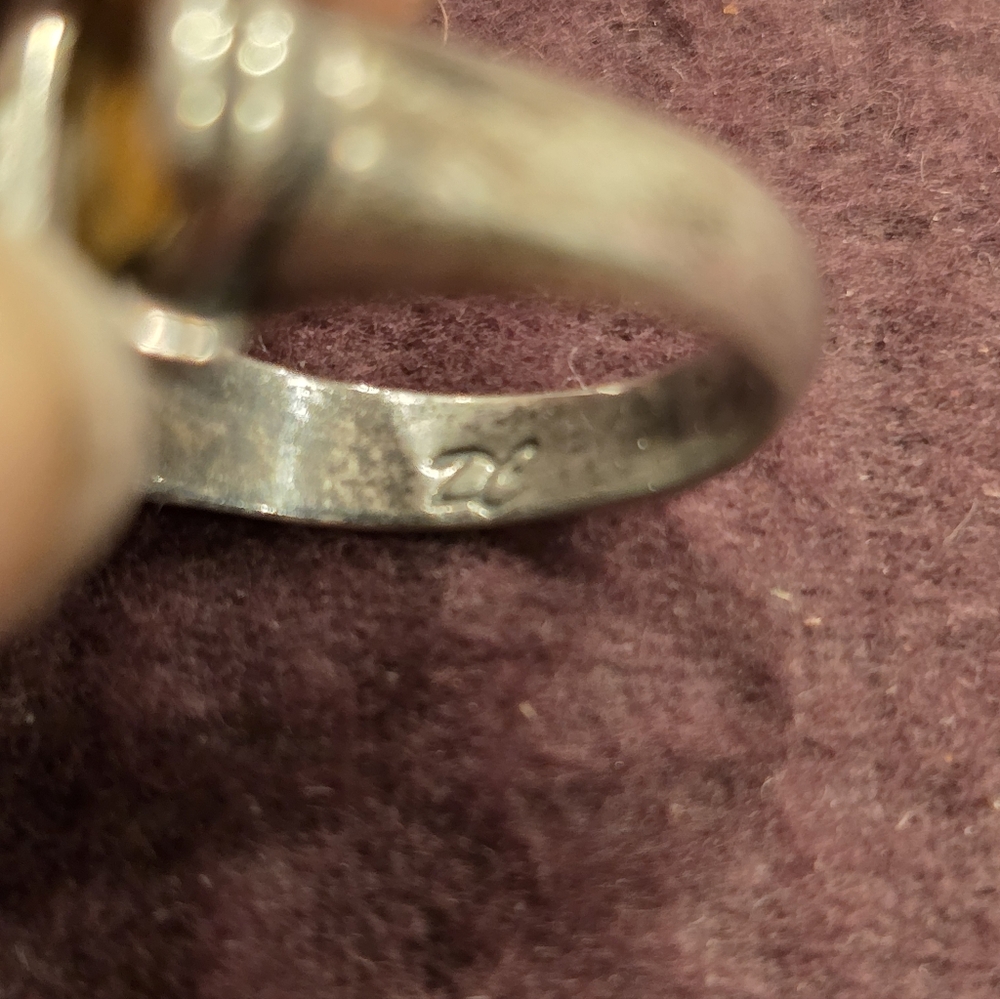 Vtg Smokey Quartz And Citrine Sterling Silver Danecraft Ring Sz 6.75 - Picture 8 of 9
